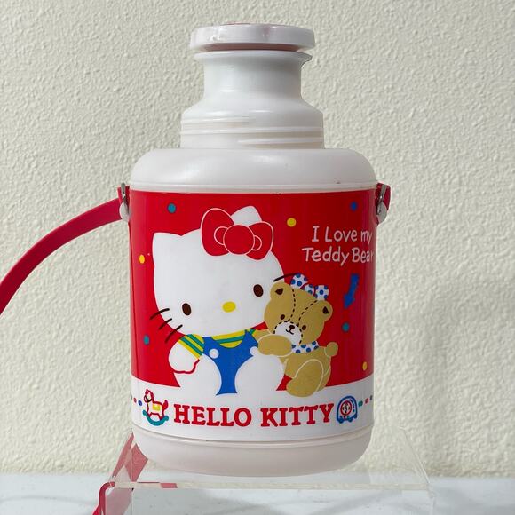 Vintage Sanrio Hello Kitty Teddy Bear Thermos Water Bottle Japan Kawaii Cutecore - Picture 1 of 9
